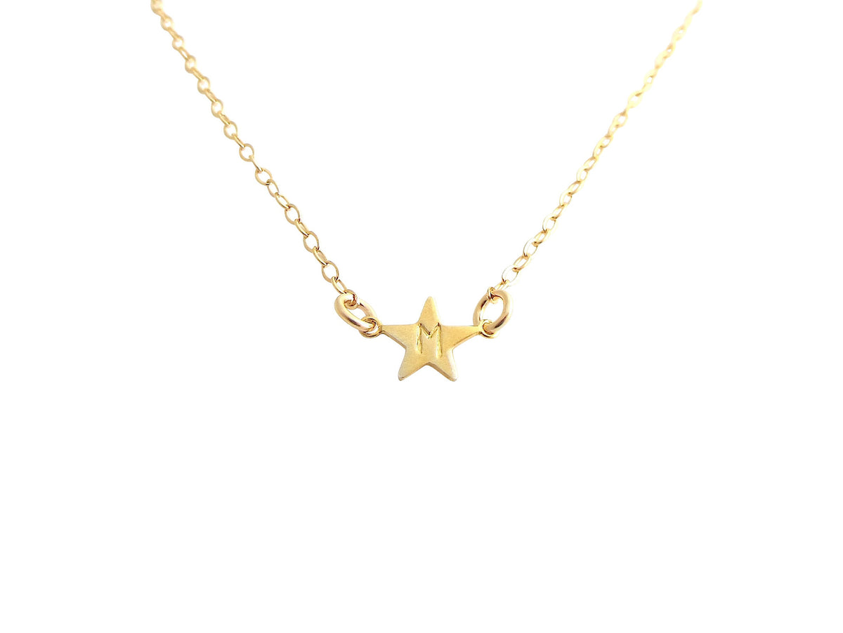The Stella - Mini Star Initial Necklace - Gold, Silver | Misuzi