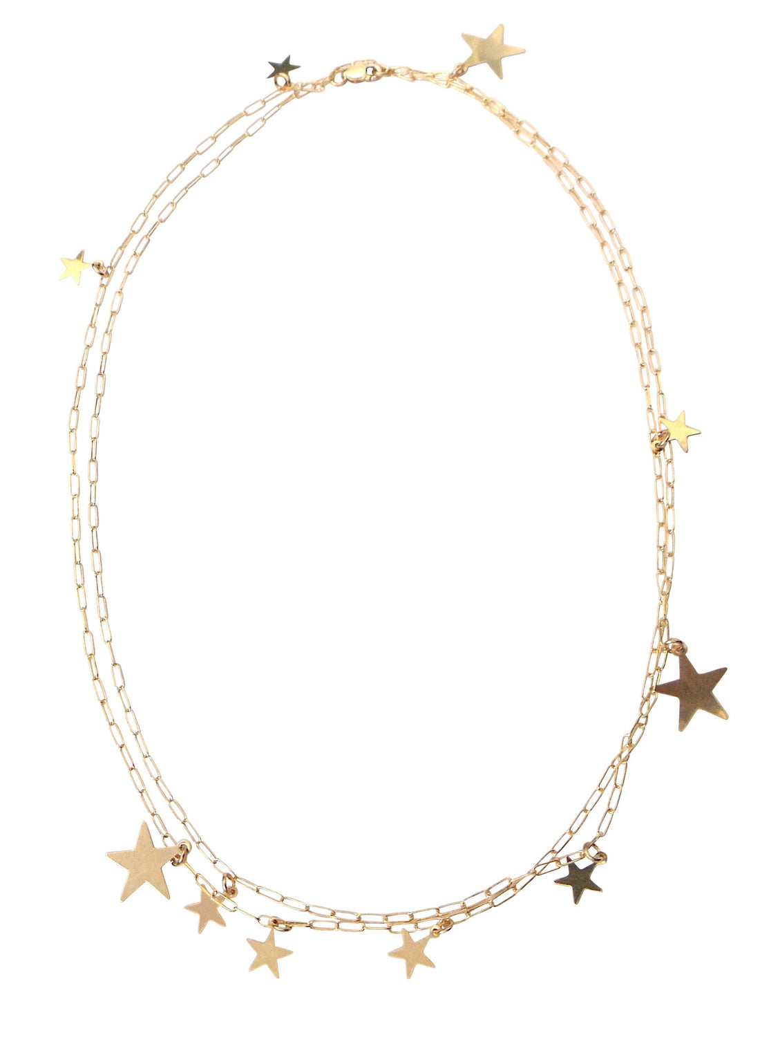 Multi Star Disc Necklace in Gold, Silver-