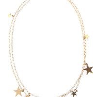 Multi Star Disc Necklace in Gold, Silver-