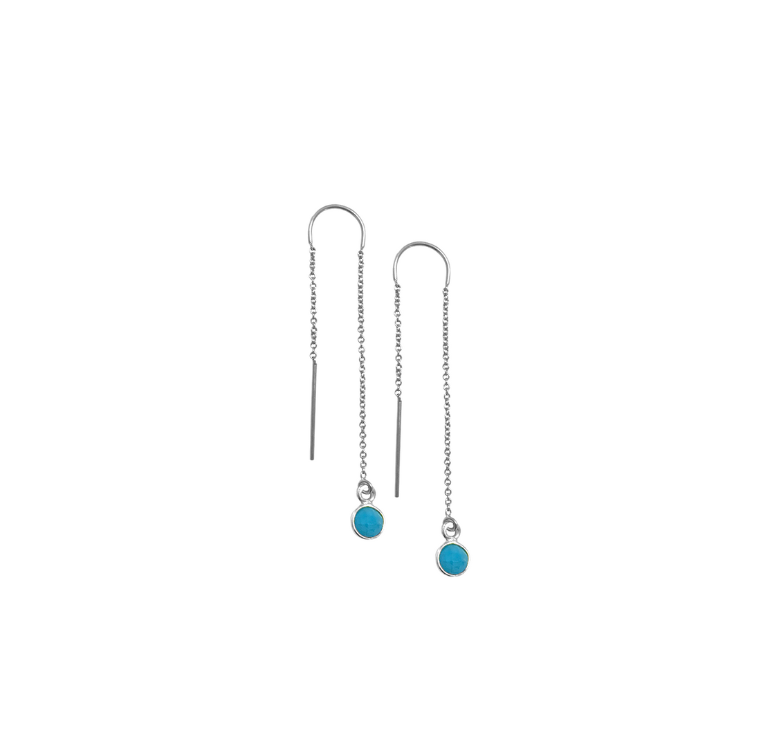 Earring Thread with Turquoise Stone in Silver