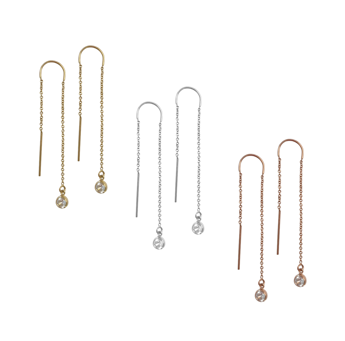 Rose gold sales threader earrings