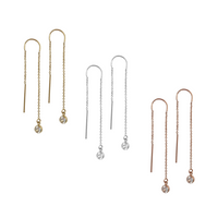 Earring Thread with Crystal in Gold, Silver, Rose Gold