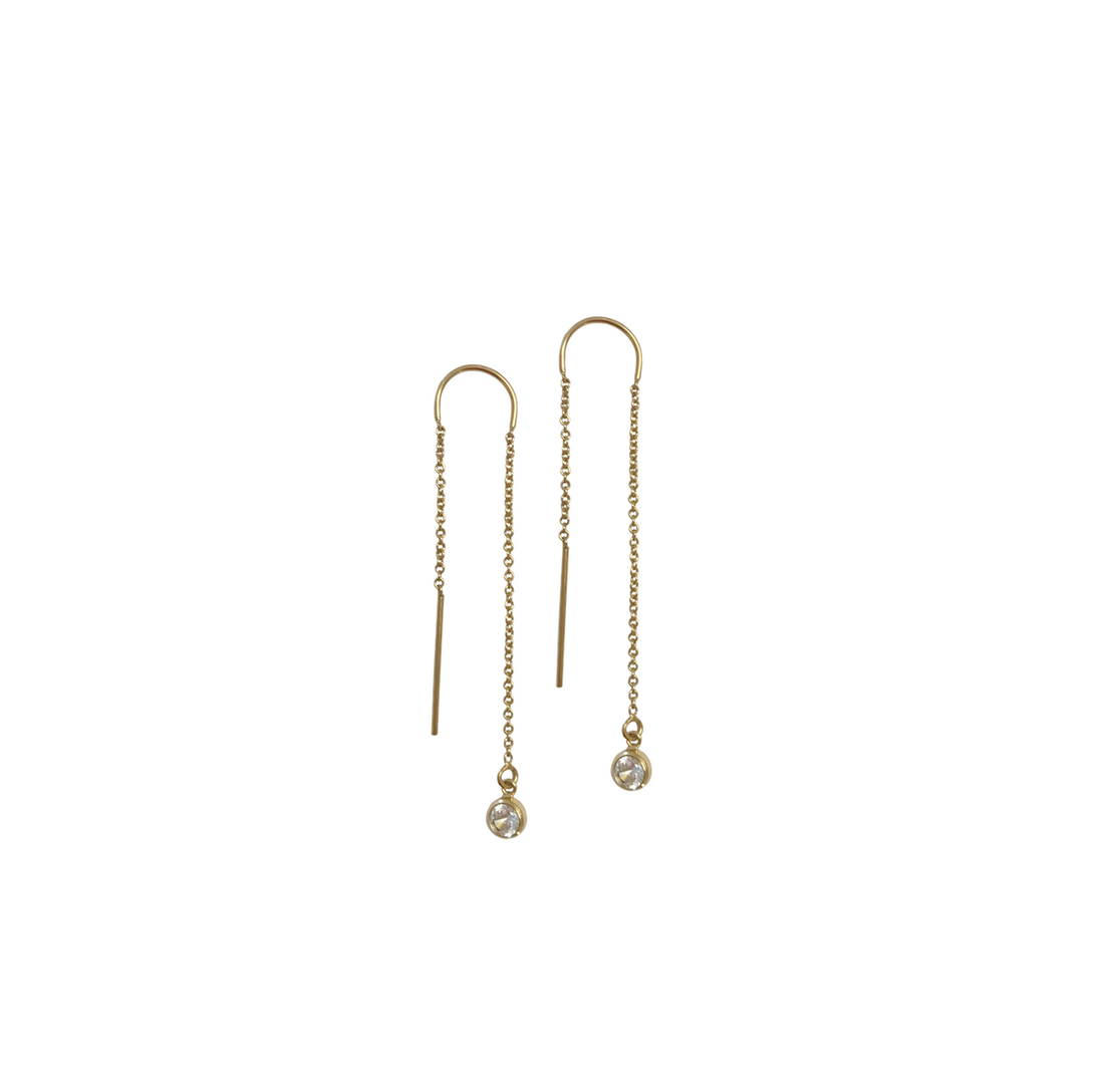 Earring Thread with Crystal in Gold
