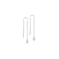 Earring Thread with Crystal in Silver