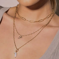 Sara Pearl Charm Necklace - Gold, Silver >>