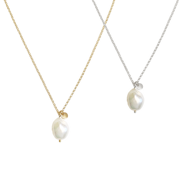 Tess Baroque Pearl Necklace in Gold, Silver Rose Gold Color