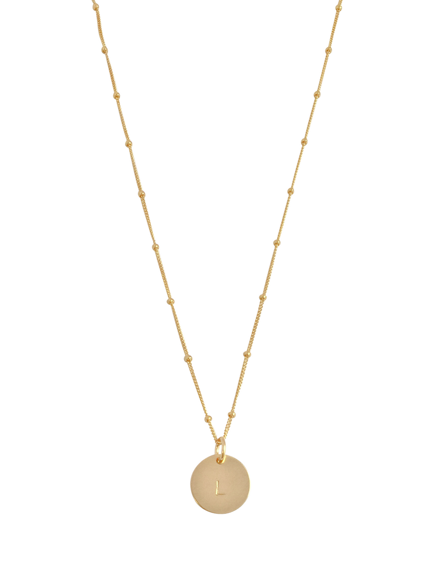 The Aria - Classic Disc Necklace on Bead Chain 18" in Gold Color