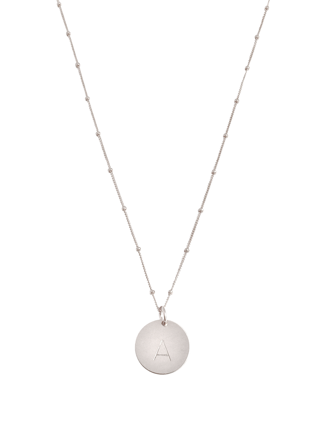 The Aria Large - Silver Disc Necklace on Bead Chain 18"