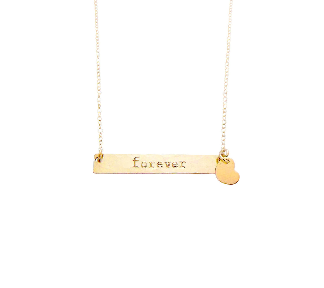 The Romy I.D. Bar Necklace with Star or Heart Rose Gold