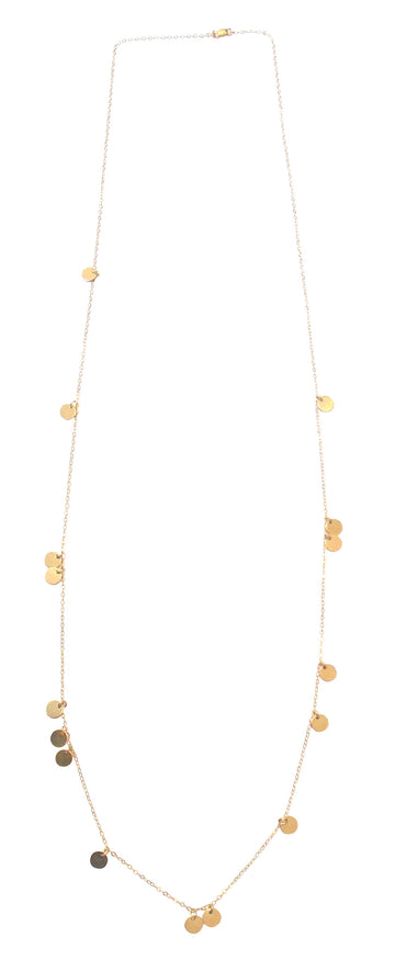 The Neva Long Mini Disc Necklace in Gold, Silver, Rose