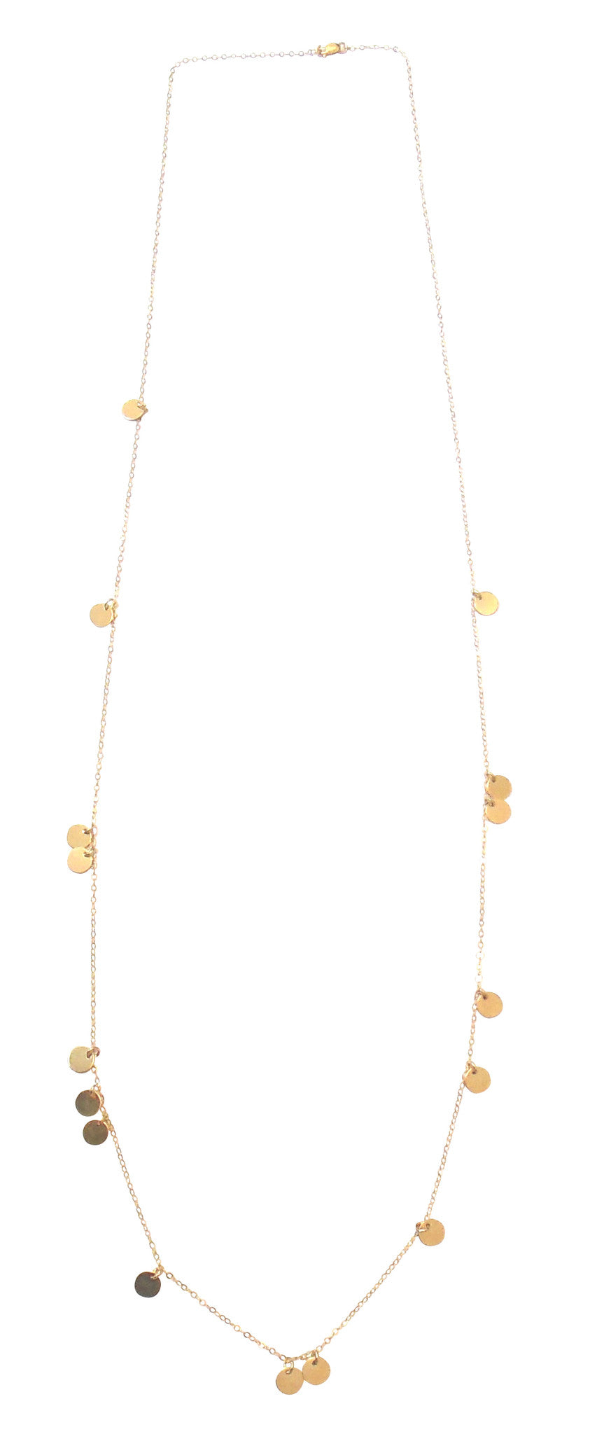 The Neva Long Mini Disc Necklace in Gold, Silver, Rose