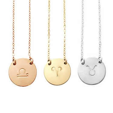 Zodiac Disc necklace - Gold, Silver, Rose Gold >>