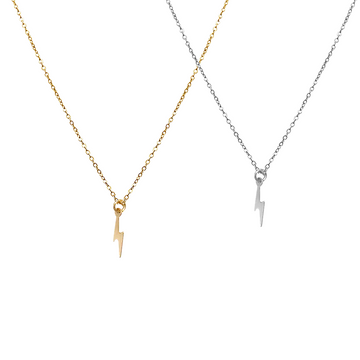Zoey- Mini Lightening Bolt Necklace - Gold, Silver >>