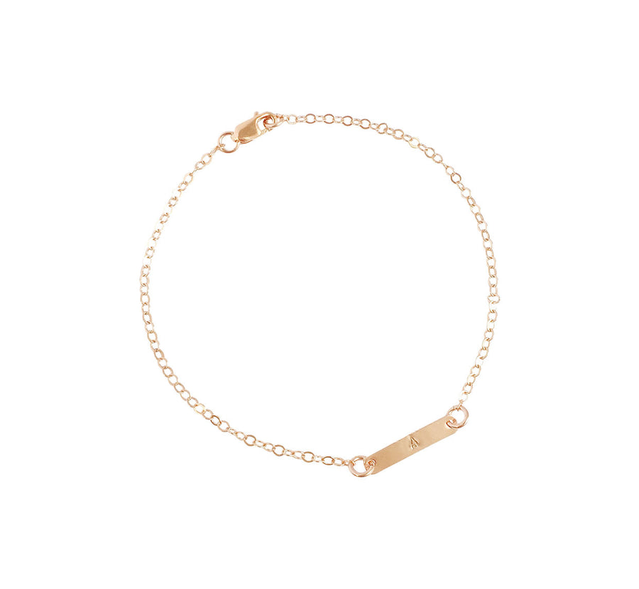 Maya - Mini Bar Initial Bracelet - Gold, Silver, Rose Gold >>