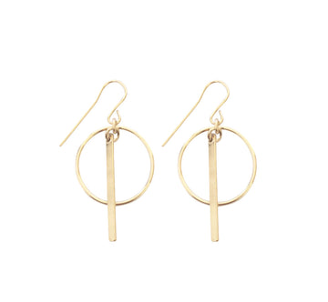 Ring and Bar Earrings in Gold Color