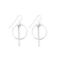 Ring and Bar Earrings in Silver Color