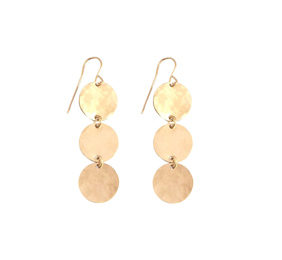 Triple Classic Earring Hammered in Gold, Silver, Rose Gold