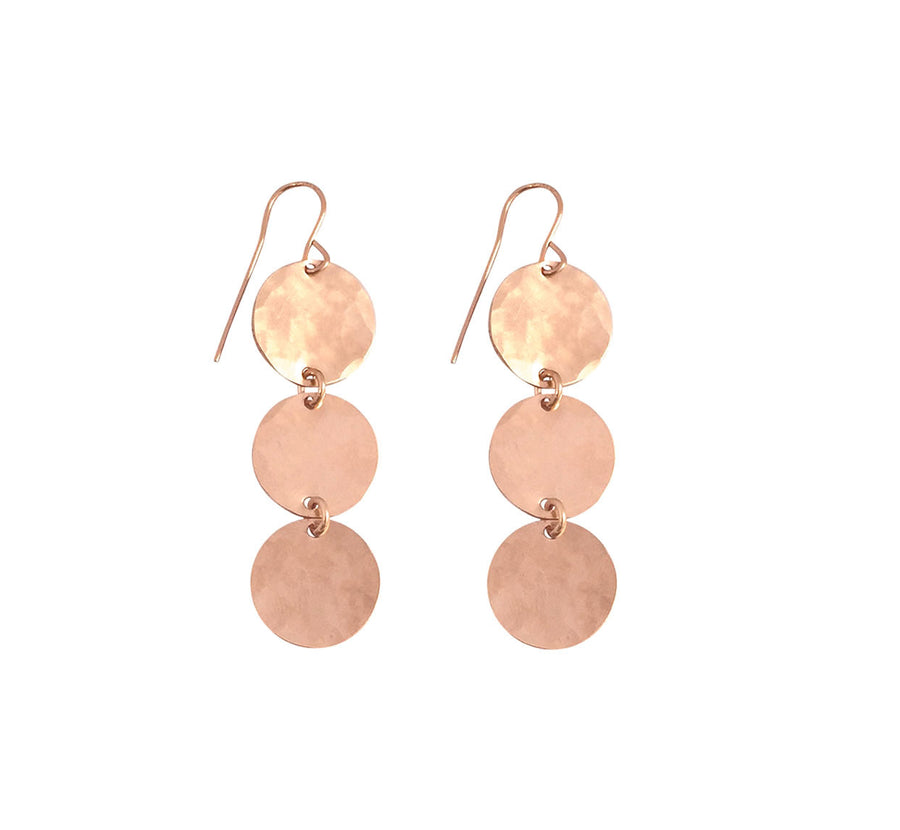Triple Classic Earring Hammered in Rose Gold